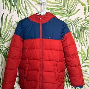 Lands’ End Boys Insulated Winter Jacket Navy Red Colorblock Size L 14-16 NEW